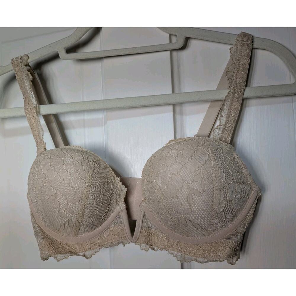 Rasback Sexy Lace Deep V Plunge Push-up Bra Women's Tan 32C(742)
